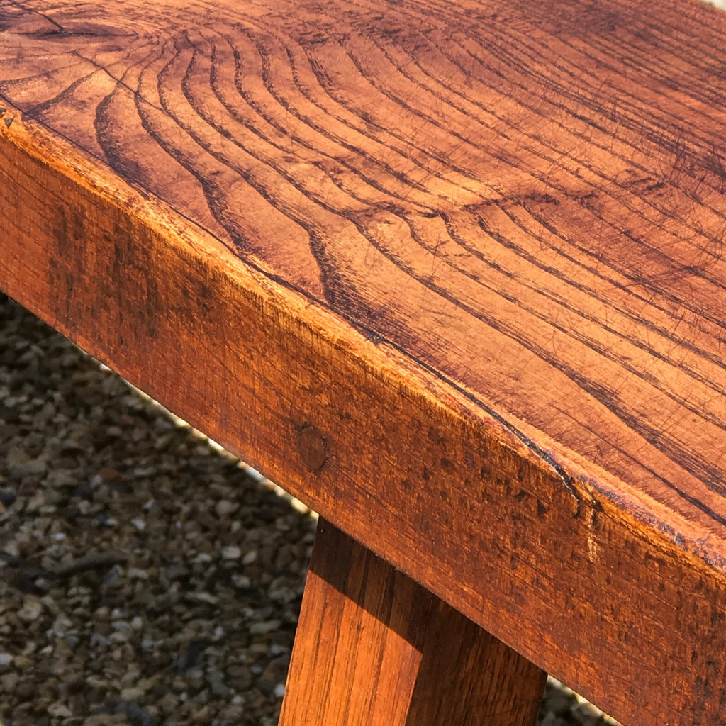 Pair of 19th Century Elm Benches - Close Up View - 5