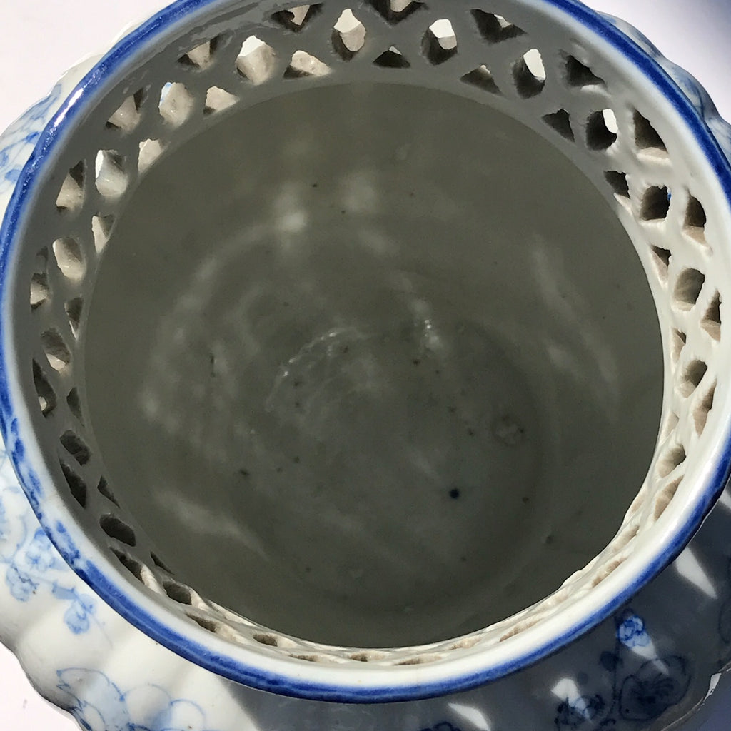 Chinese Lobed Blue & White Vase