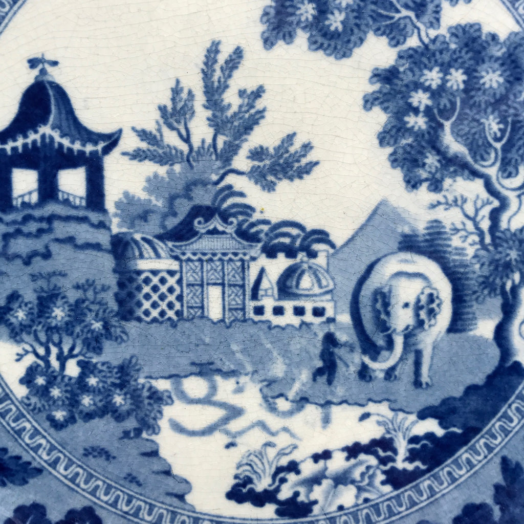 Pair of 19th Century Blue & White Plates - Pattern Detail View - 4