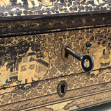 19th Century Chinoiserie Lacquered Sewing Chest - Lock Detail - 15