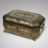 19th Century Chinoiserie Lacquered Sewing Chest - Front & Top View - 2