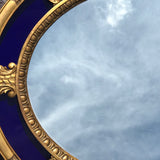 Regency Oval Mirror in Giltwood & Blue Glass Frame - View of Mirror Glass - 5
