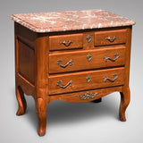 Antique French Fruitwood Commode with Marble Top - Main View - 1