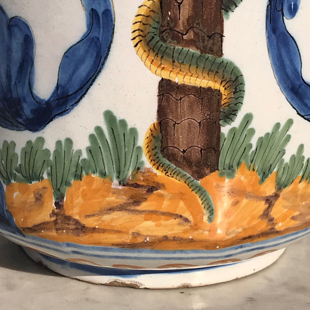 Large 18th Century Italian Tin Glazed Dry Drug Jar - Detail View - 5