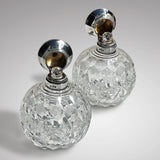 Pair of Cut Glass Perfume Bottles with Silver Tops - Main View - 2