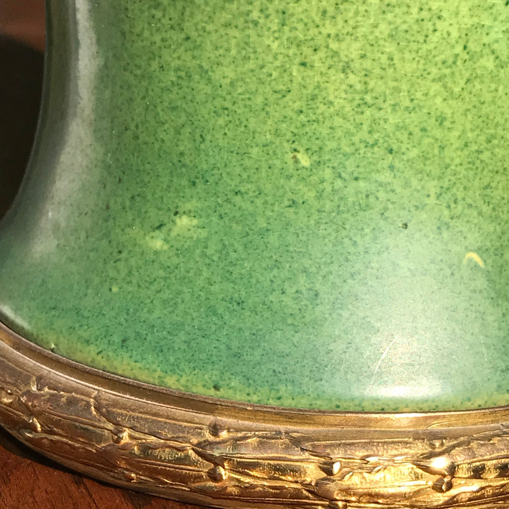Pair of Green Ceramic Table Lamps - Detail View - 5