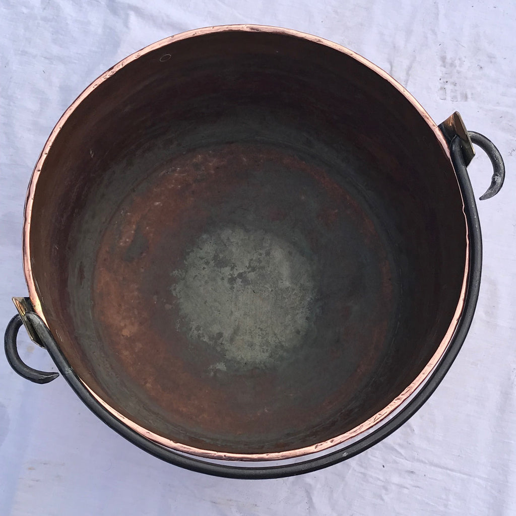 Large 19th Century Brass Bound Copper Boiling Pot - Detail View - 6