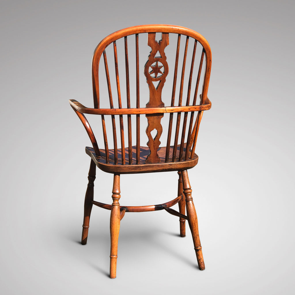 Pair of High Back Elm & Yew Windsor Armchairs - Back View - 3