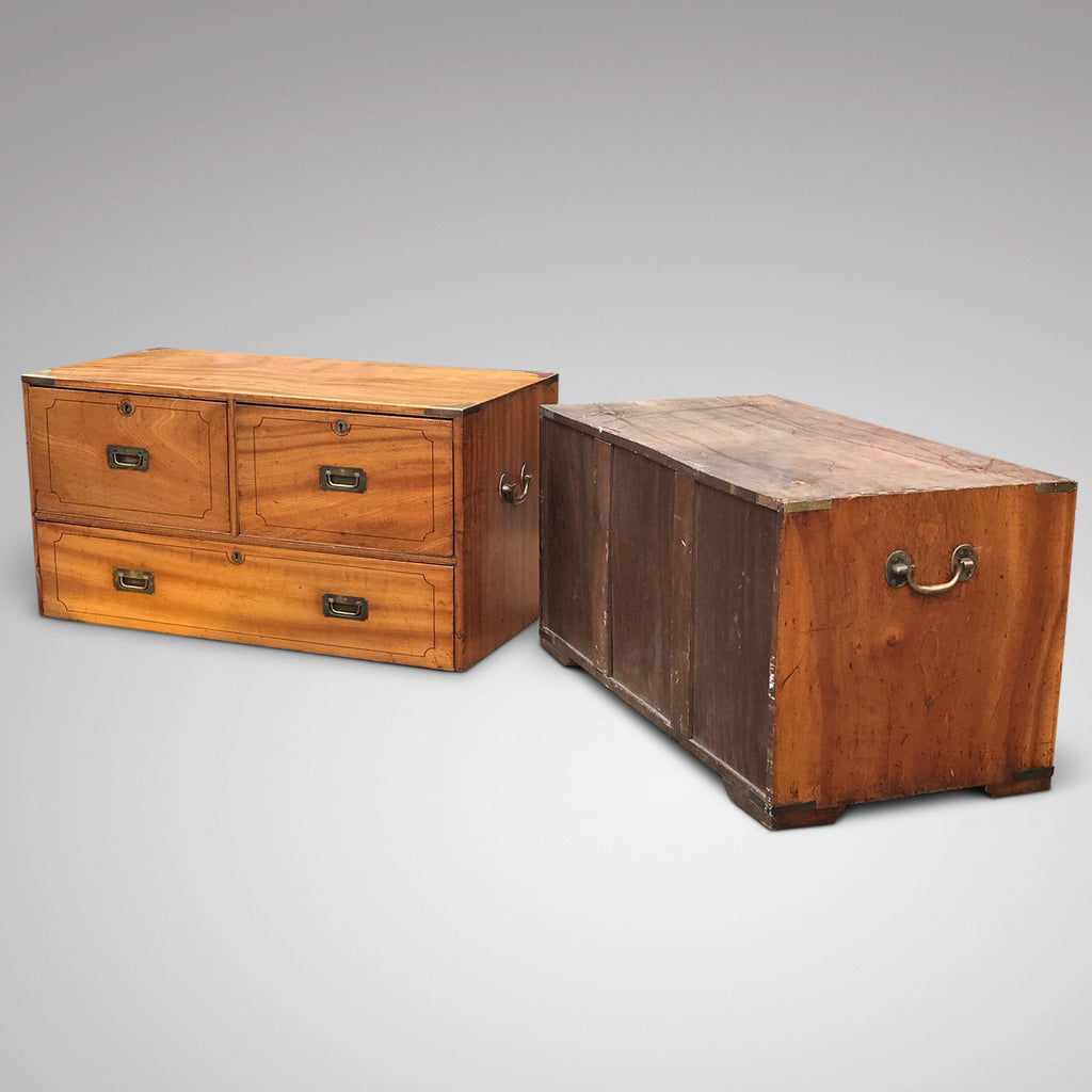 19th Century Camphor Wood Campaign Chest - View of Two Sections - 4