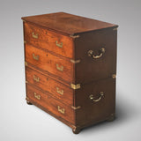 Small 19th Century Teak and Brass Two Part Campaign Chest - Main View - 3