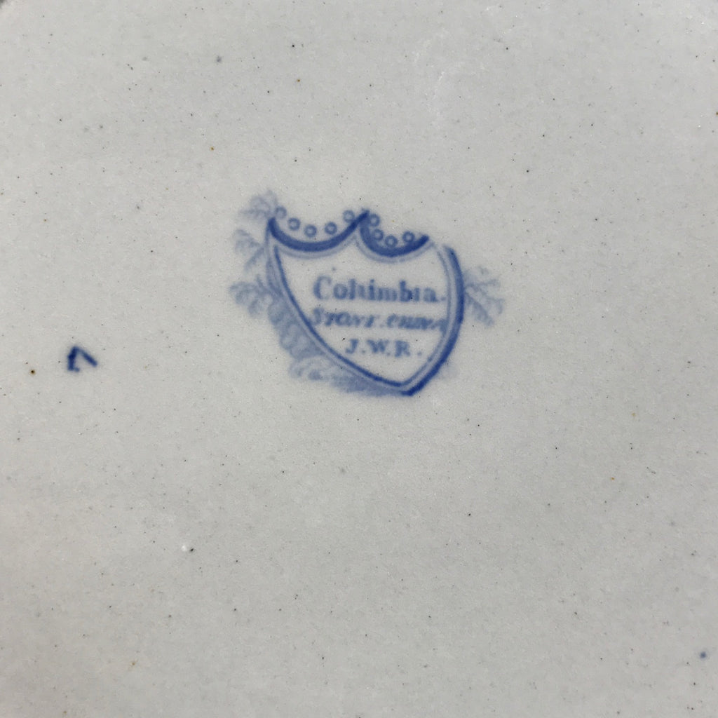 Pair of Ridgway Blue & White Edged Dishes - Detail Back View - 5