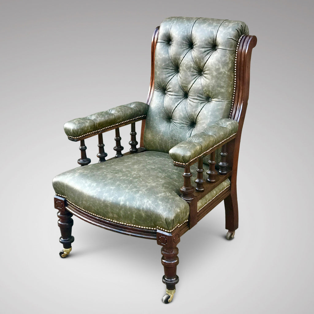 19th Century Leather Library Chair - Main View - 1