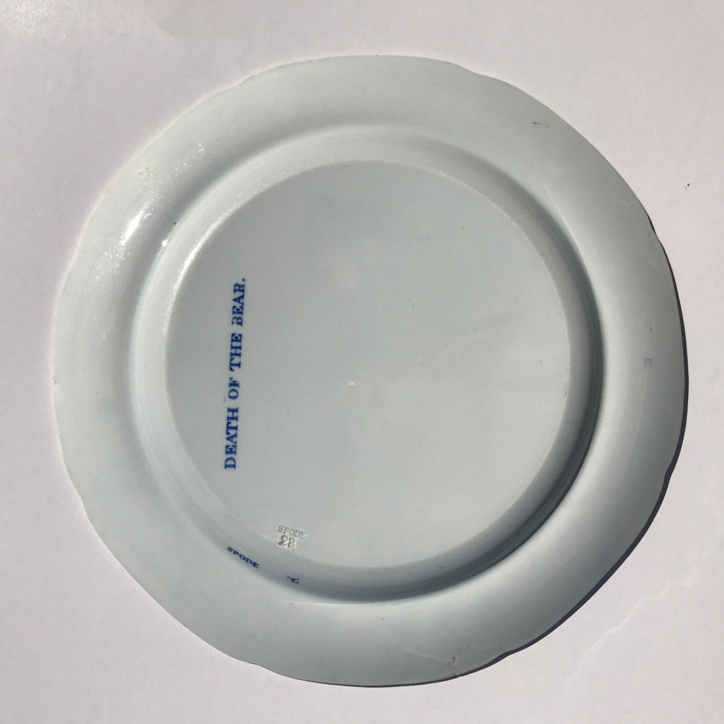 Pair of Blue & White Spode Plates 'Death of the Bear'