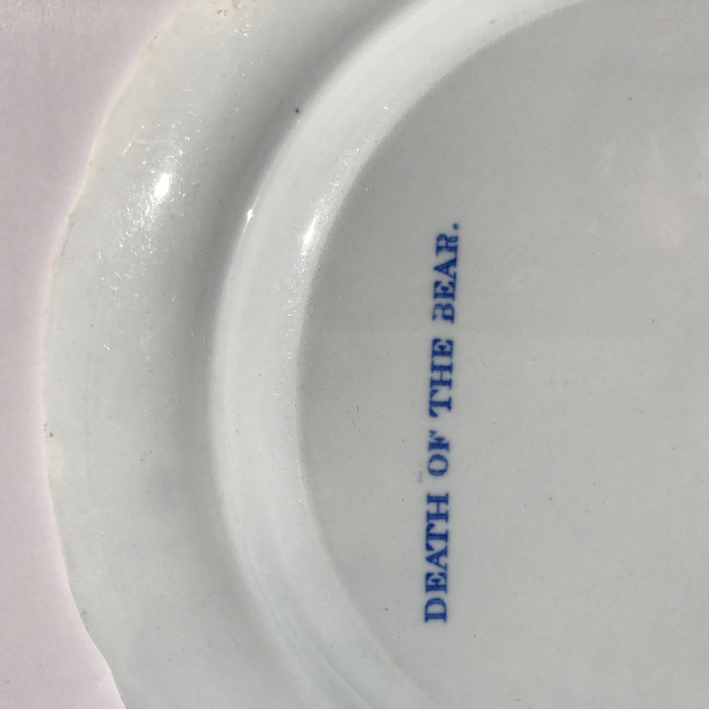 Pair of Blue & White Spode Plates 'Death of the Bear'