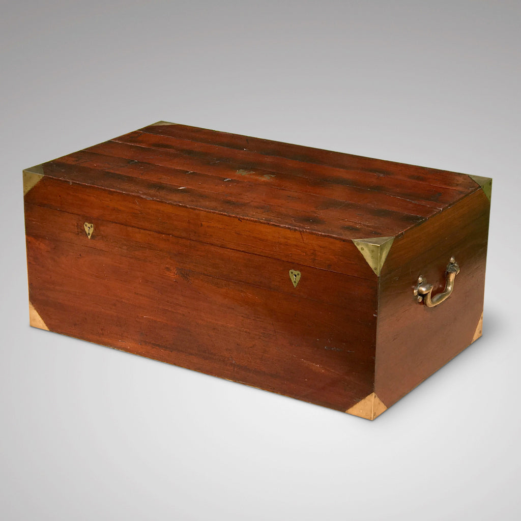 19th Century Padouk Campaign Trunk - Front & Side View - 1