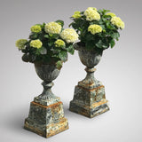 Pair of Victorian Cast Iron Urns on Plinths - Main View - 1