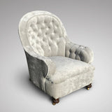 19th Century Buttoned  Armchair - Front & Side View - 2