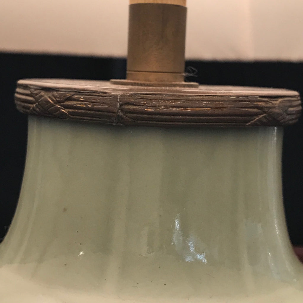 19th Century Chinese Celadon Table Lamp - Top Detail View - 4