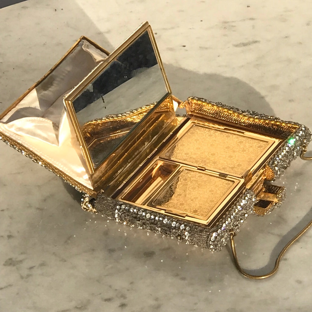1950's French Diamante Evening Bag Compact