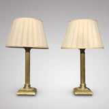 A Fine Pair of Brass Corinthian Column Table Lamps - Main View - 1