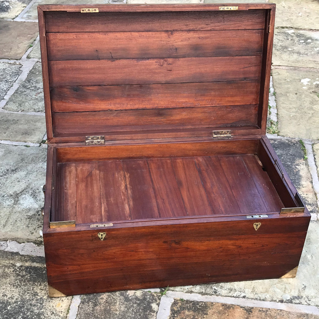 19th Century Padouk Campaign Trunk - Inside View with Tray - 11