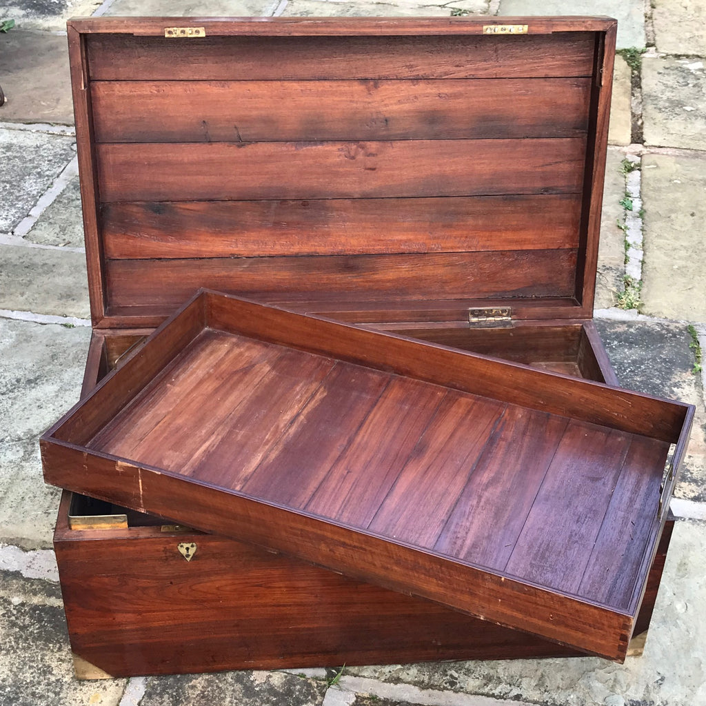 19th Century Padouk Campaign Trunk - Inside View of Tray - 10