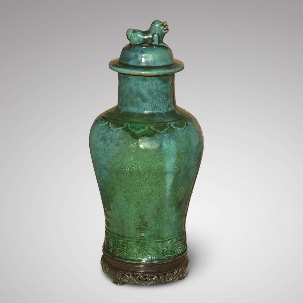 19th Century Chinese Jun Stoneware Vase & Cover - Main View - 2