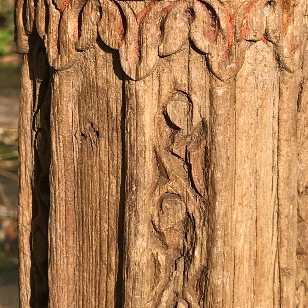 Matched Pair of Tall Asian Carved Columns - Detail View - 6