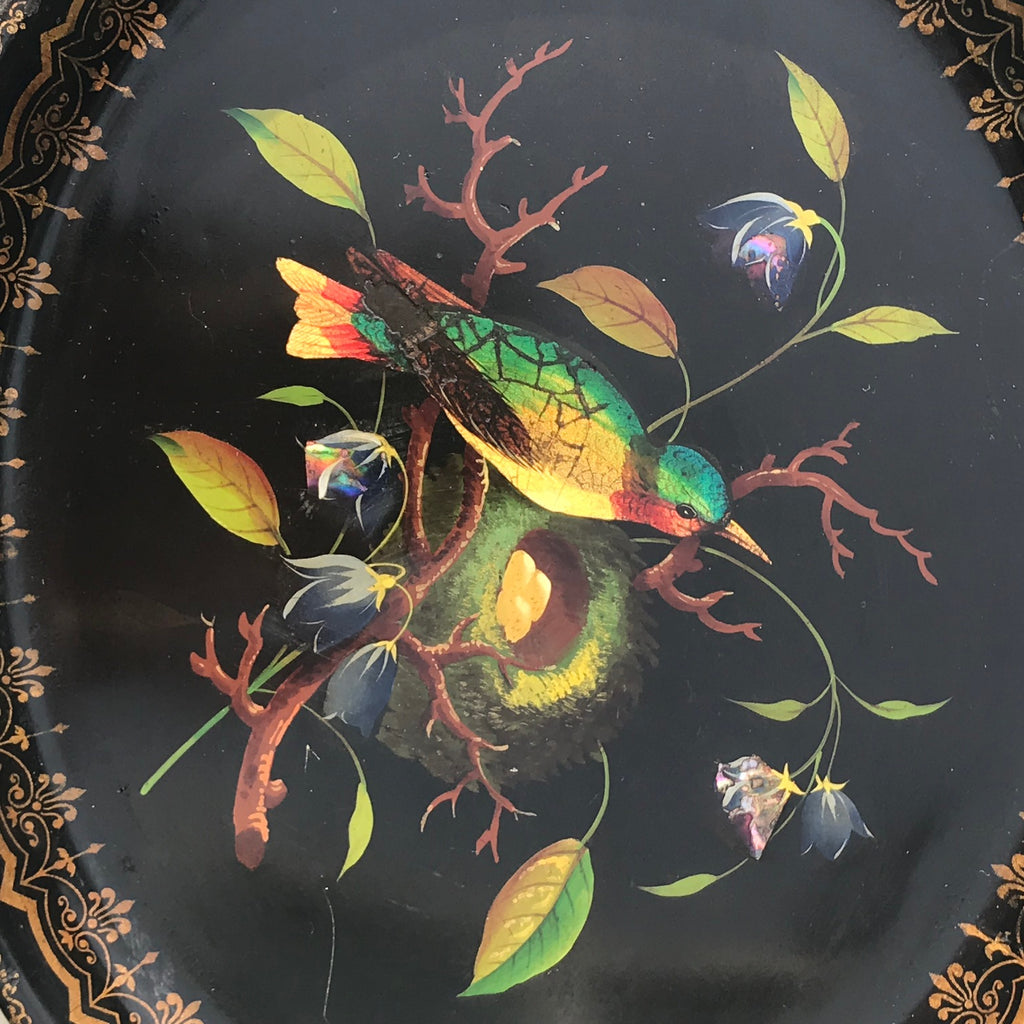 19th Century Toleware Tray Inlaid with Mother of Pearl - Detail View - 2