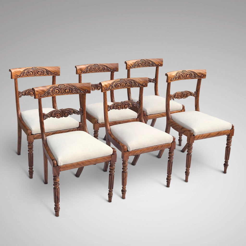 Set of 6 William IV Satin Birch Dining Chairs - Main View - 1