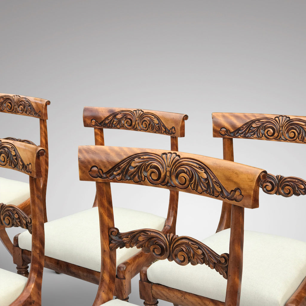 Set of 6 William IV Satin Birch Dining Chairs - Back Detail View - 4
