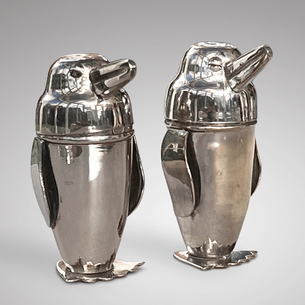 Pair of Silver Plated Penguin Pepperettes by James Deakin & Sons - Main View - 1