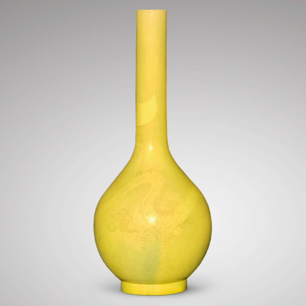 Enormous Yellow Chinese Ceramic Bottle Vase - Main View - 2