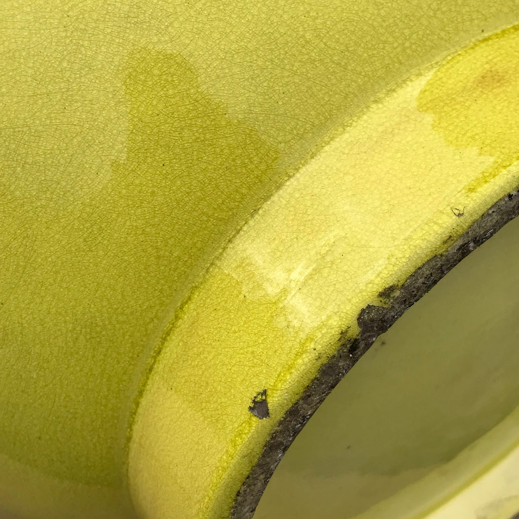 Enormous Yellow Chinese Ceramic Bottle Vase - Detail of Rim - 9