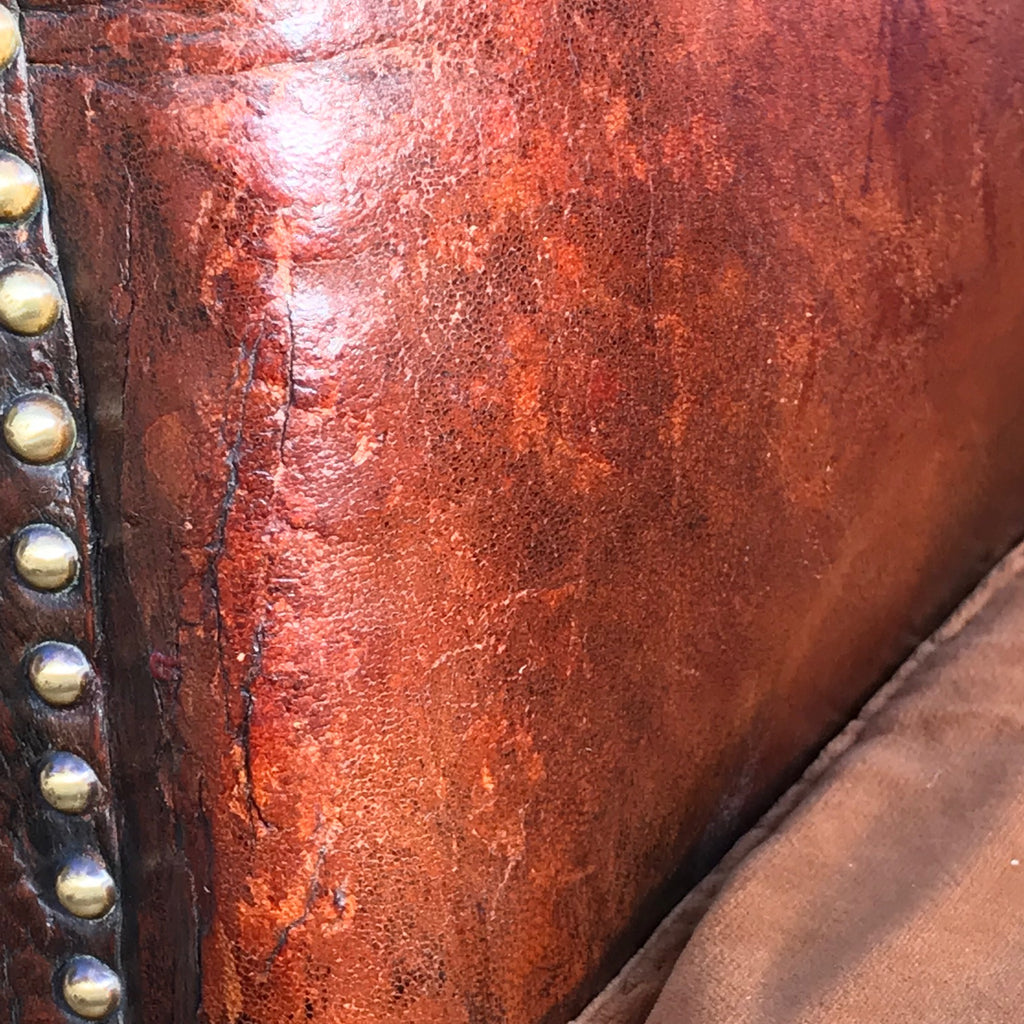 Early 20th Century Leather Armchair - Detail of Leather - 3