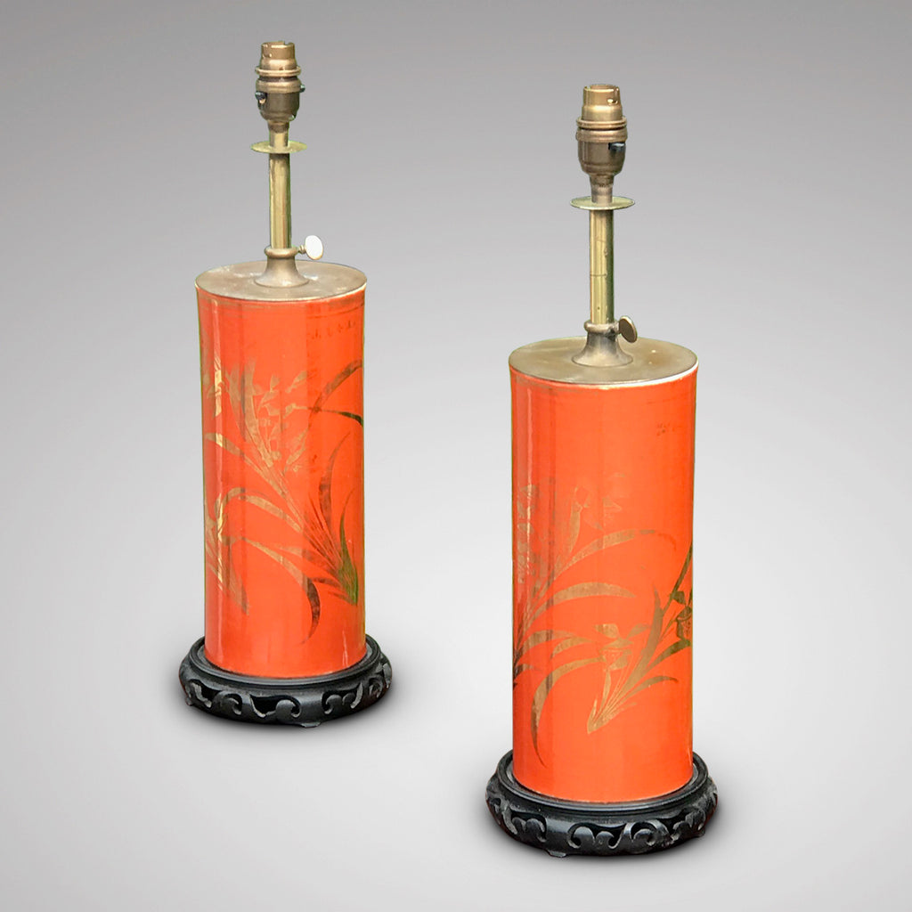 Pair of Early 20th Century Adjustable Lamps in Japanese Style - Main View - 3