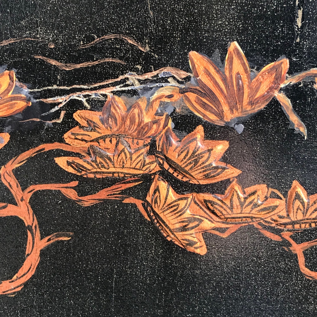 Large 19th Century Chinoiserie Folding Firescreen - Detail View of Decoration - 9