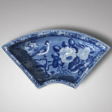 19th Century Blue & White Dish with Goldfinch & Rose Design - Main View - 1