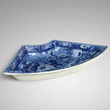 19th Century Blue & White Dish with Goldfinch & Rose Design - Main View - 2