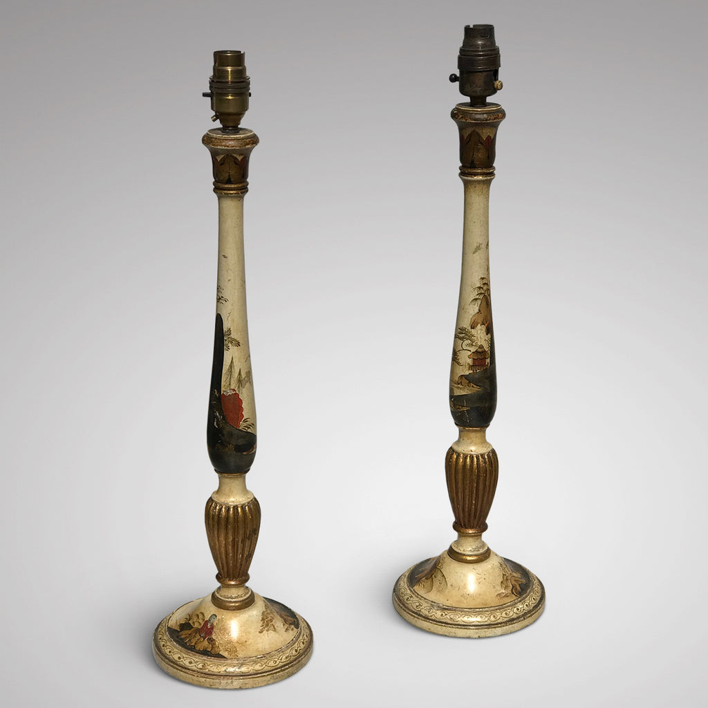 Near Pair Chinoiserie Painted Table Lamps - Main View - 2