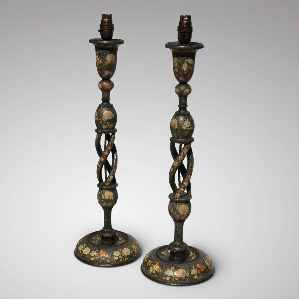 Pair of Antique Kashmiri Table Lamps - Main View - 2