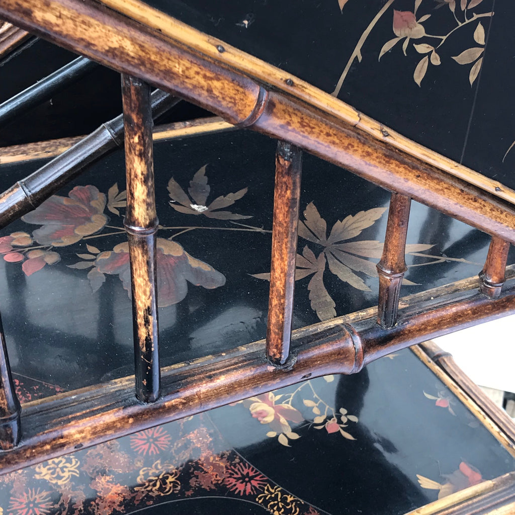 Tiered 19th Century Bamboo & Lacquer Magazine Stand - Detail View - 8