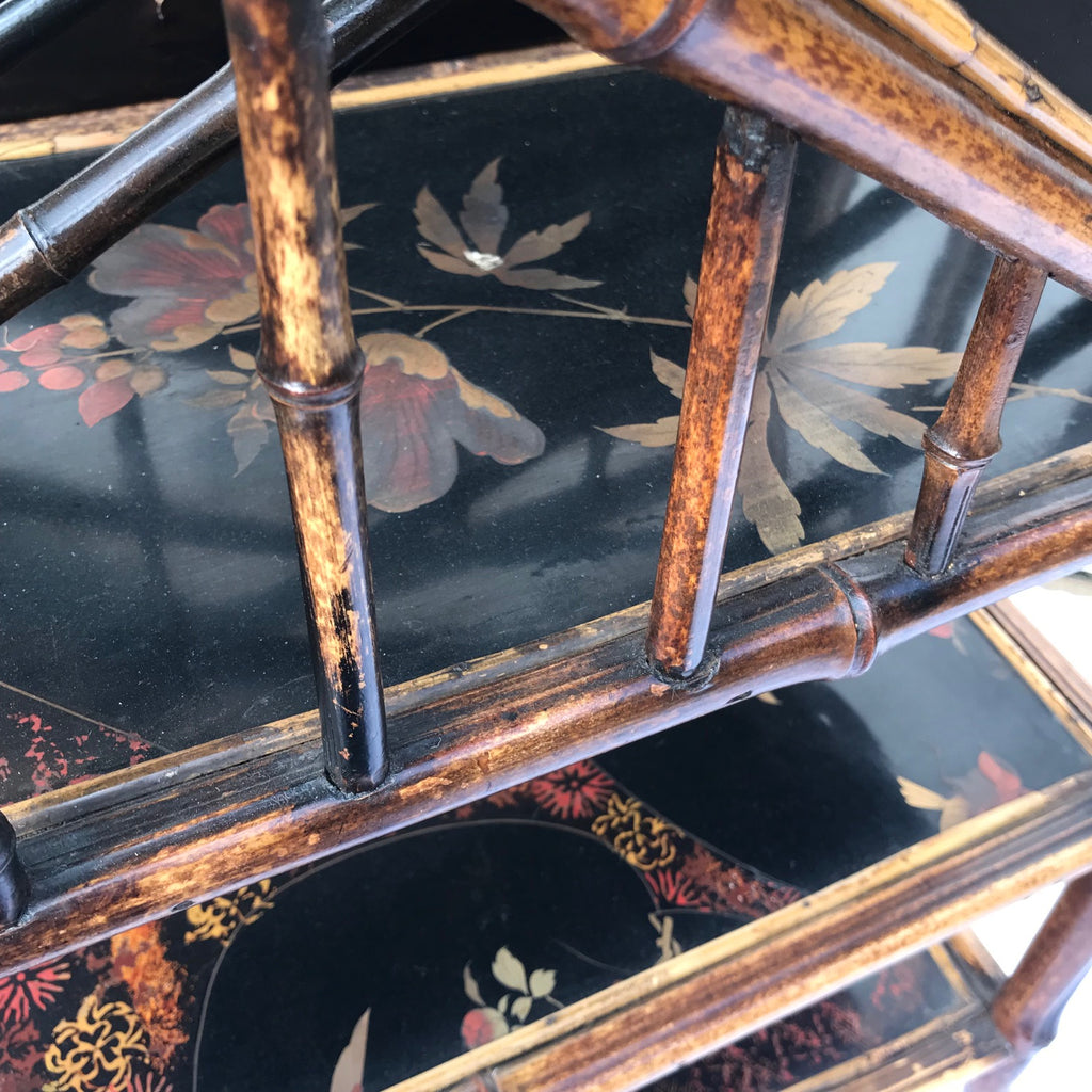 Tiered 19th Century Bamboo & Lacquer Magazine Stand - Detail View - 5