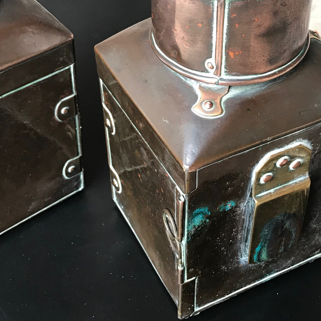 Pair of 19th Century Copper & Brass Ships Lanterns - Back Details - 5