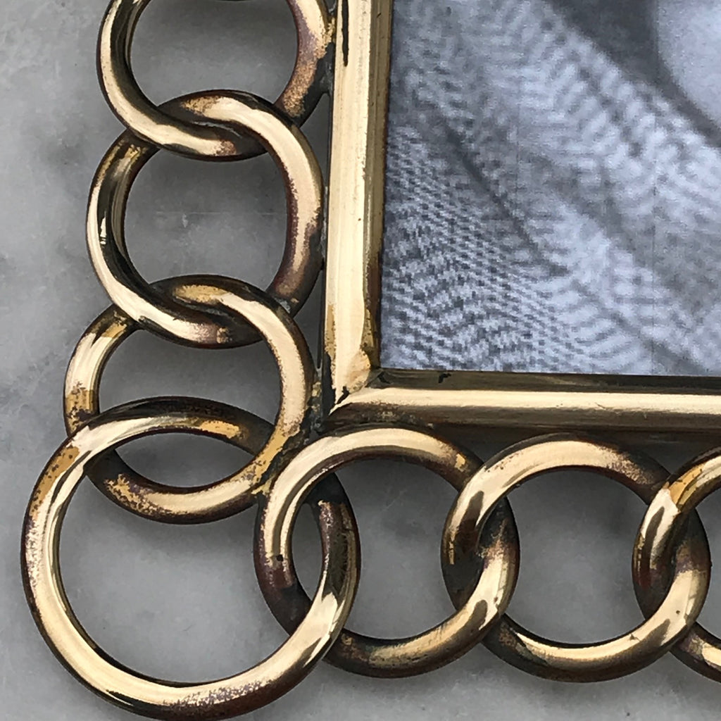 Victorian Brass Chain Link Photograph Frame - Detail View -3