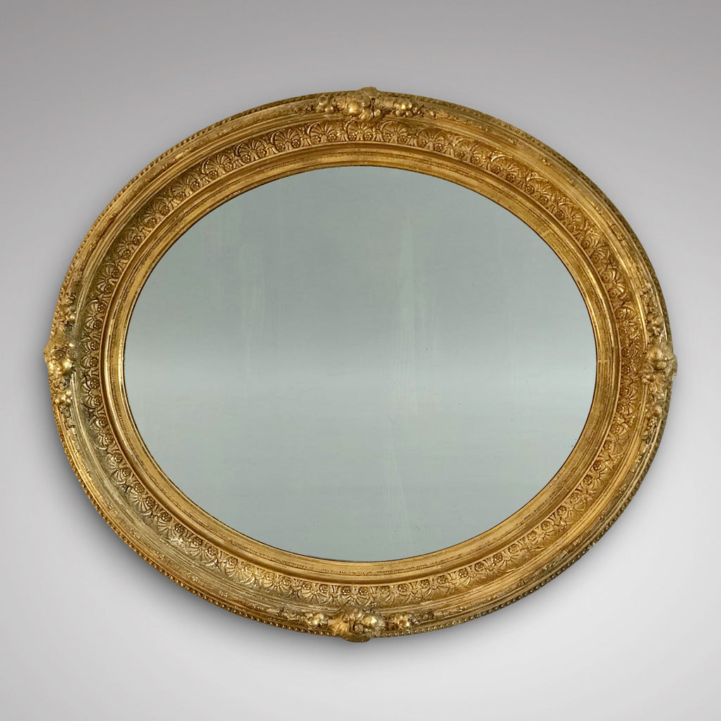 19th Century Oval Gilt Wood Mirror - Main View - 1