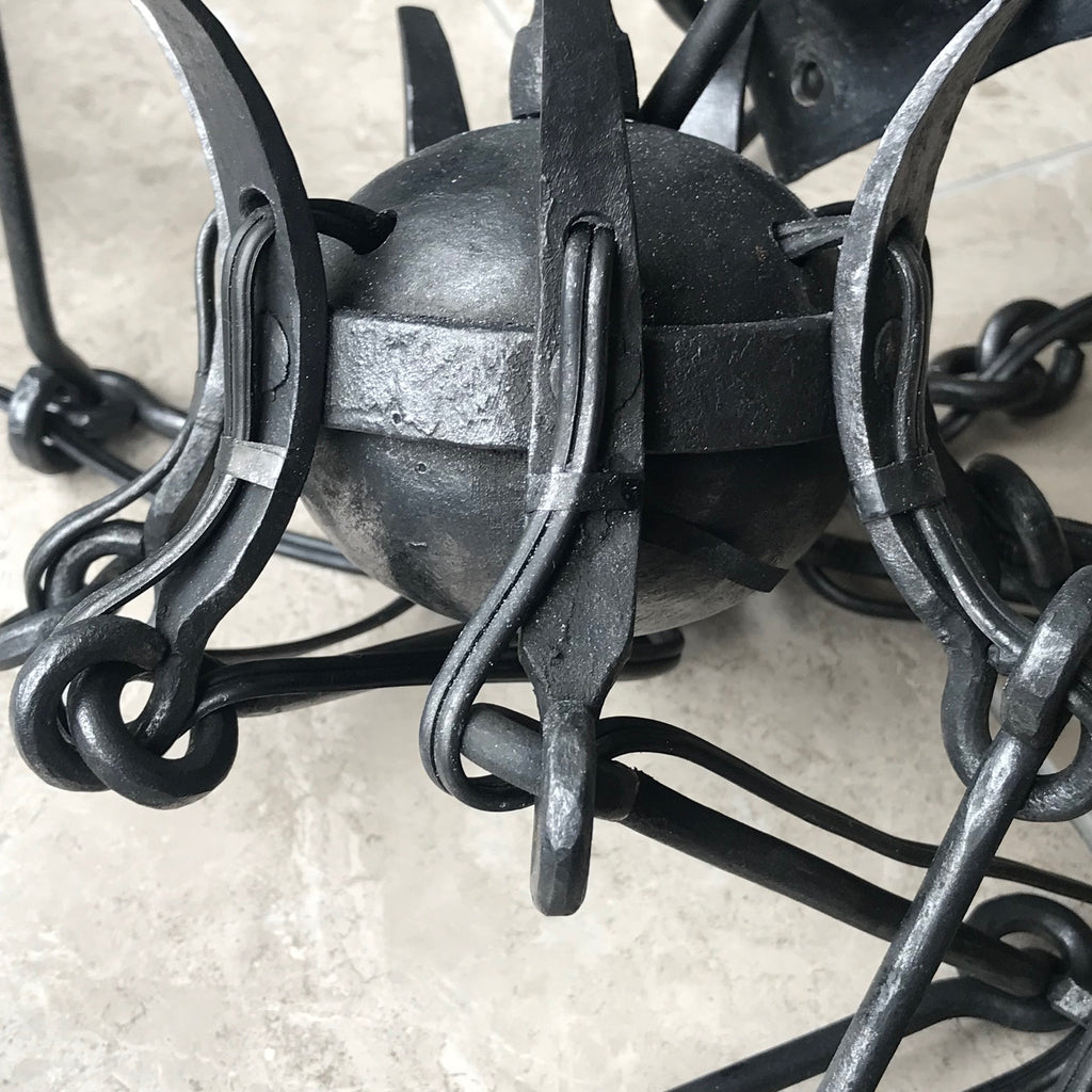Wrought Iron Chandelier with Rams Head Detailing - Detail View - 6