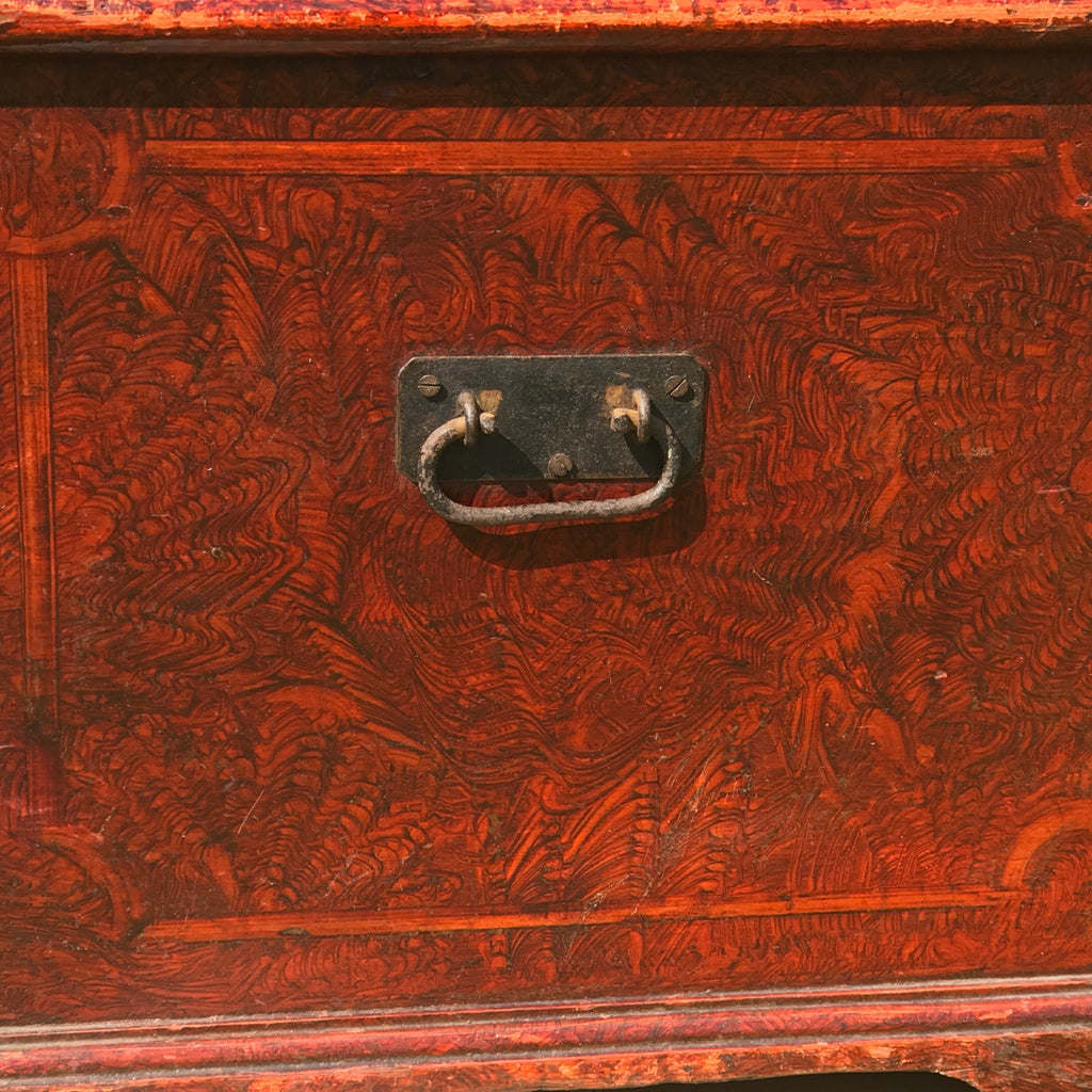 Victorian Red Scumble Painted Blanket Box - Side View - 4