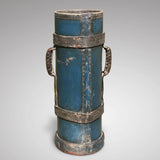 19th Century Blue Leather Stick Stand with Coat of Arms - Back View -2