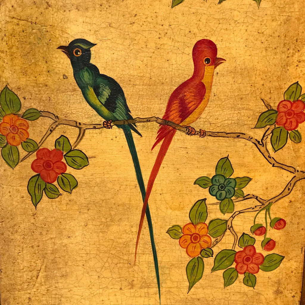 19th Century Painted Leather Screen - Detail View - 11